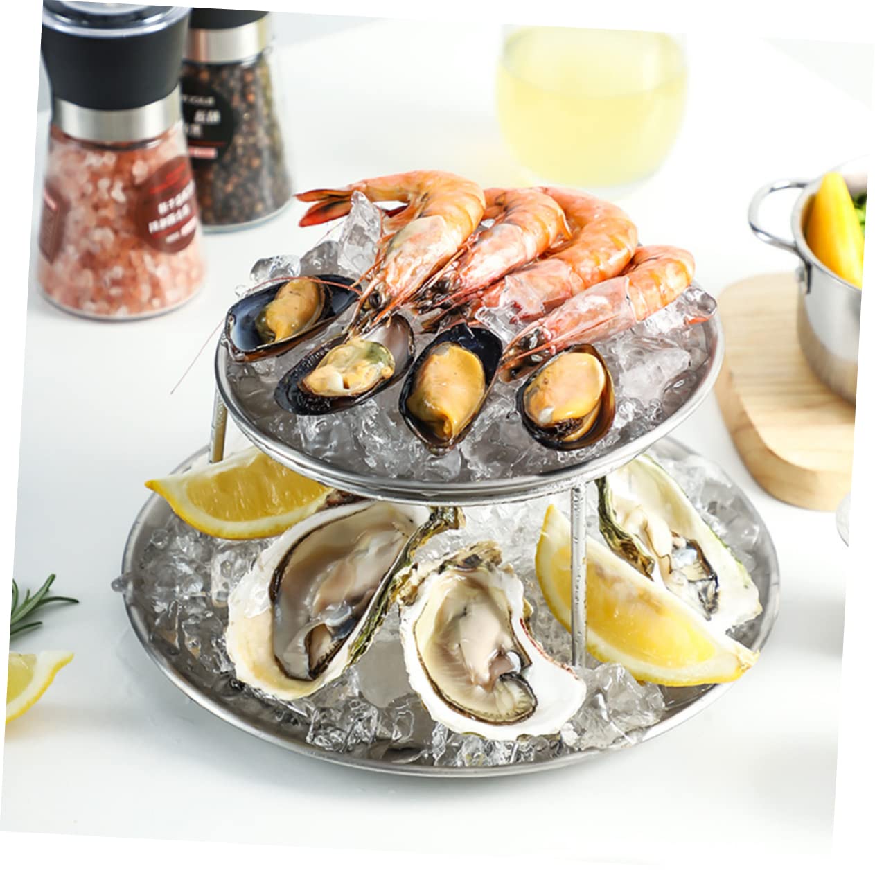 Gatuida 2pièces Support De Plateau à Fruits De Mer Acier Inoxydable Support Multifonction Pour Cuisine Et Restaurant Pour Grillades Et Service De Snacks Rack Résistant Aux Déformations