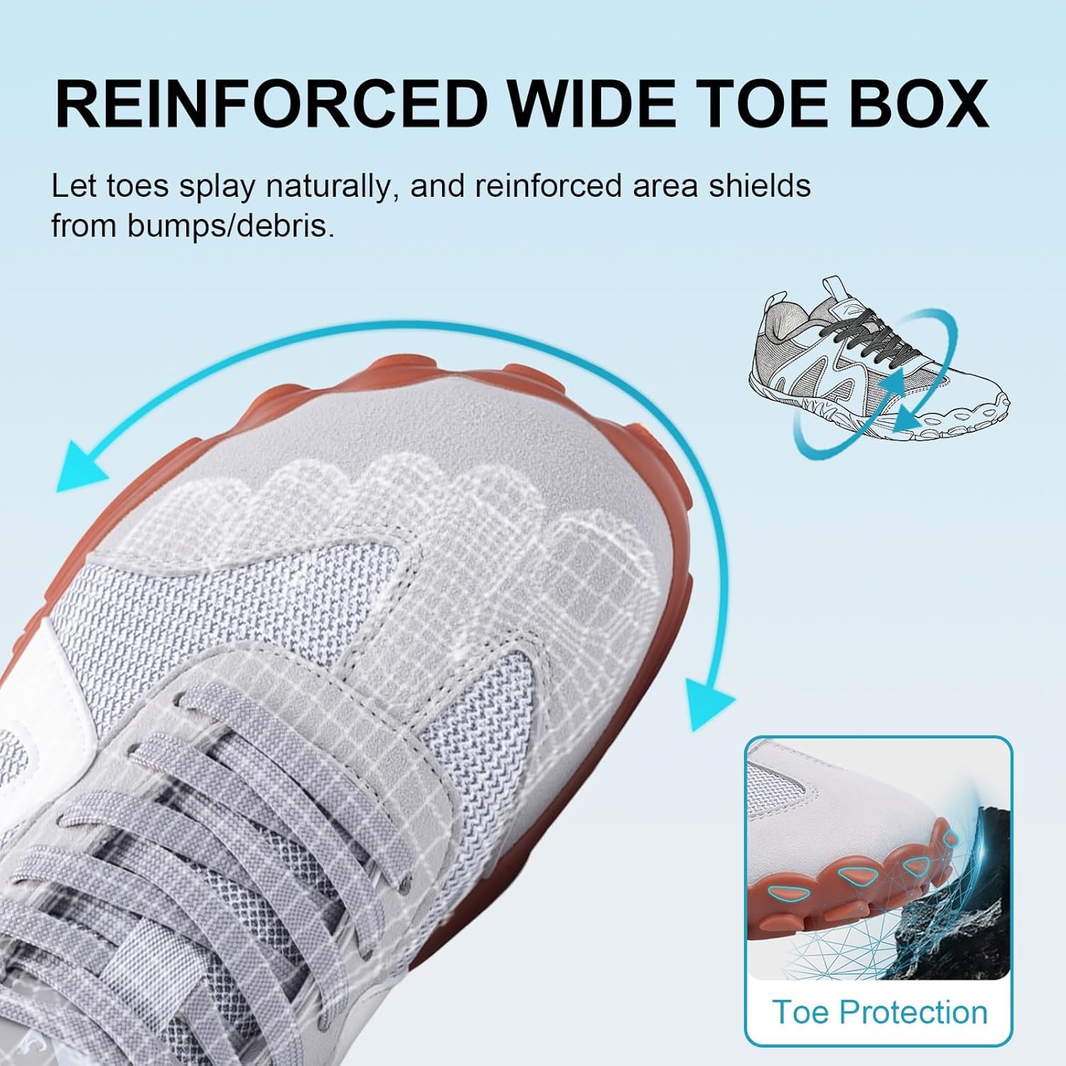 Barefoot Shoes Womens Mens Casual Sneakers, Wide Toe Running Shoes Boots Sneakers Unisex, Zero Drop Comfortable & Non-Slip Barefoot Vitality Shoe for Walking Hiking - Image 4