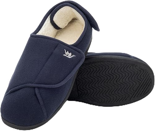 Happy Touch Pantuflas diabéticas para mujer extra anchas, zapatos de linfedema, zapatos para edema para pies hinchados, pantuflas de velcro para