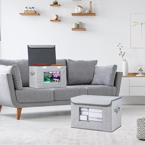 Miniatura 6 de Univivi Contenedores de almacenamiento plegables de tela más grandes, cajas de almacenamiento plegables con tapas, cesta organizadora de cubos de