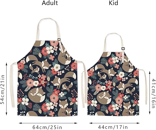 Miniatura 5 de Delantales a juego para niños y adultos, 2 delantales para mujeres y niños, delantal de cocina perfecto para mamá y yo