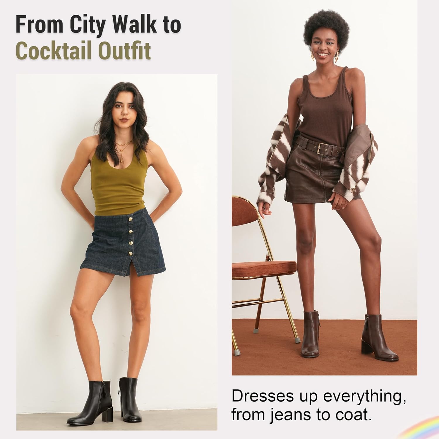 Vepose Ankle Boots for Women, Chunky Block Heeled Soft Square Round Toe, Short Fashion Booties with Side Zipper - Image 5