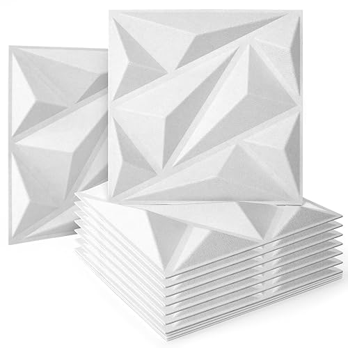 Art3dwallpanels Acoustic Panels with Tape 20 Pack Soundproof Wall Panels Acoustic Foam Panels Sound Dampening Panels, 3D Wall Panels Sound Absorbing Panels, 12" X 12", White