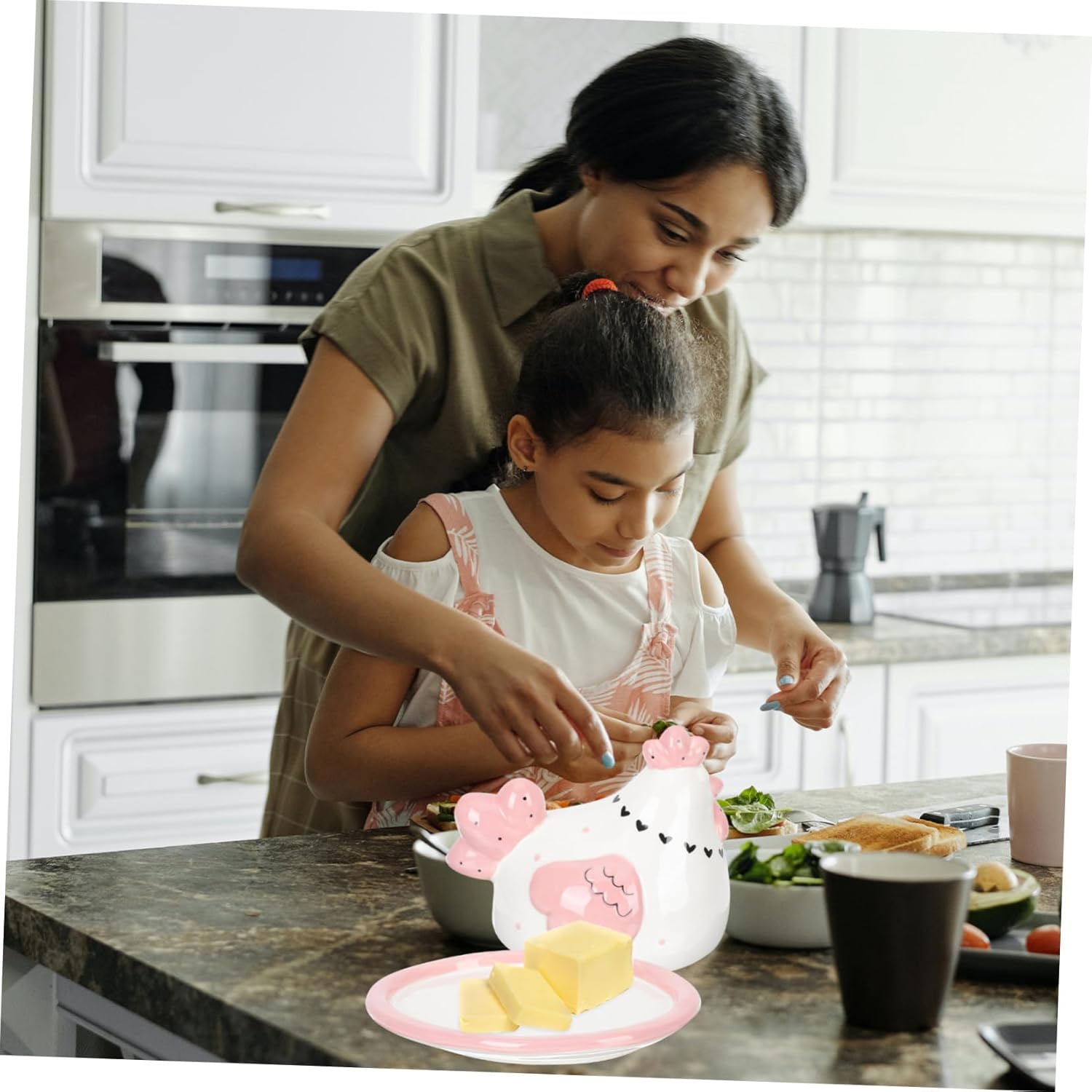 1pc Adorable Chick Shaped Butter Storage Case Lid Multi-function Porcelain Butter Dish for Kitchen Use Cheese and Desserts Safe