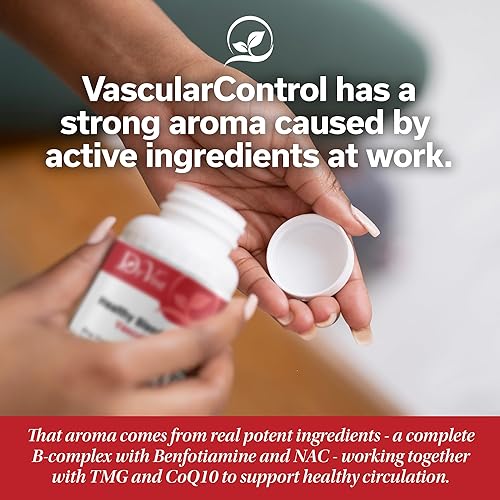 Miniatura 6 de Control vascular apoyo a la circulación con NAC 300 mg, CoQ10 100 mg, benfotiamina, betaína (remolacha) y vitaminas B - Suplemento antioxidante