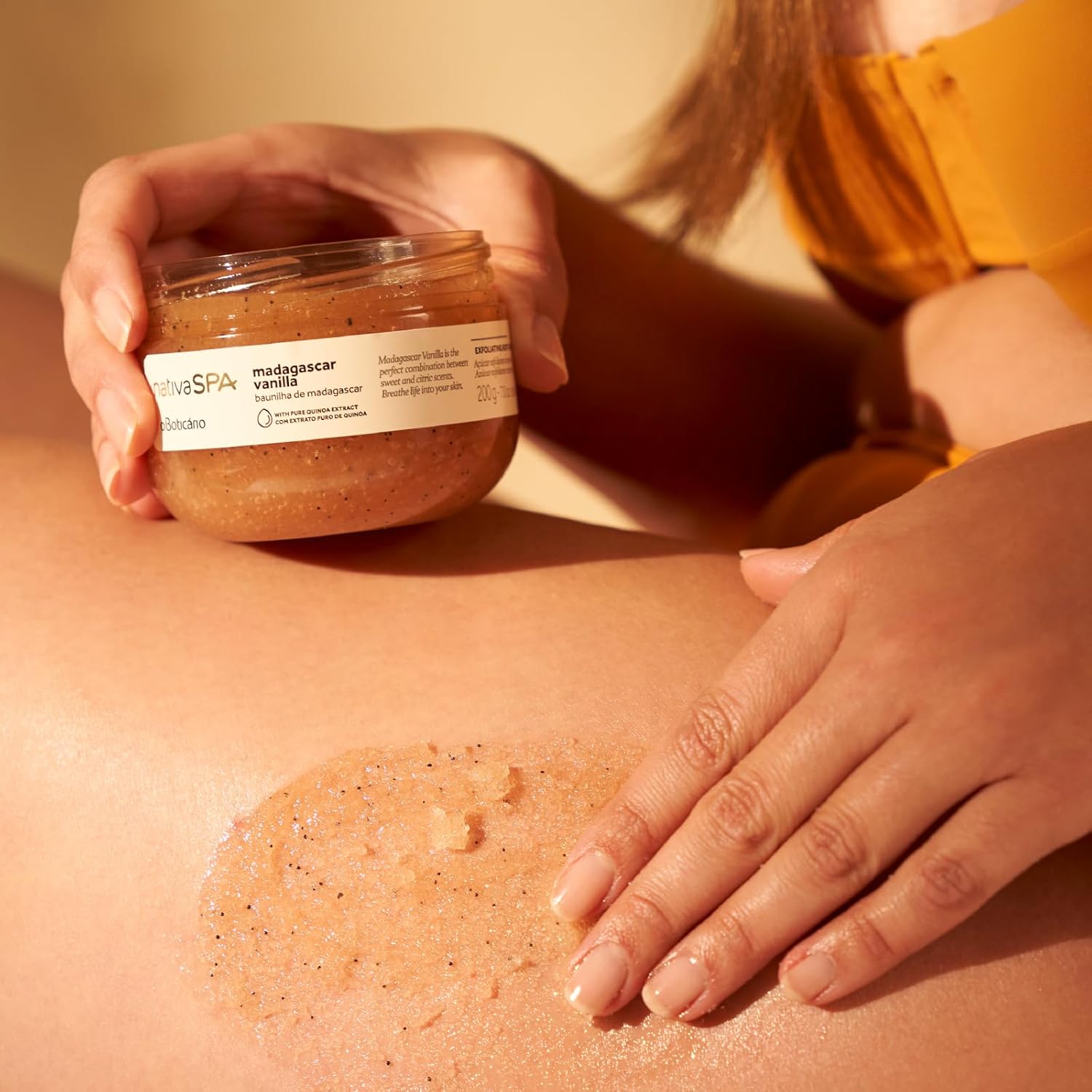 Nativa SPA by O Boticário Madagascar Vanilla Exfoliating Body Scrub, Hydrating & Anti Aging Gentle Exfoliator, 7 Ounce - Image 6