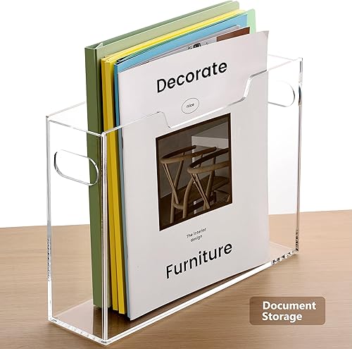 Miniatura 8 de DINGHUO Caja organizadora de archivos de acrílico tamaño carta, organizador de archivos colgantes, soporte transparente, caja de archivos portátil