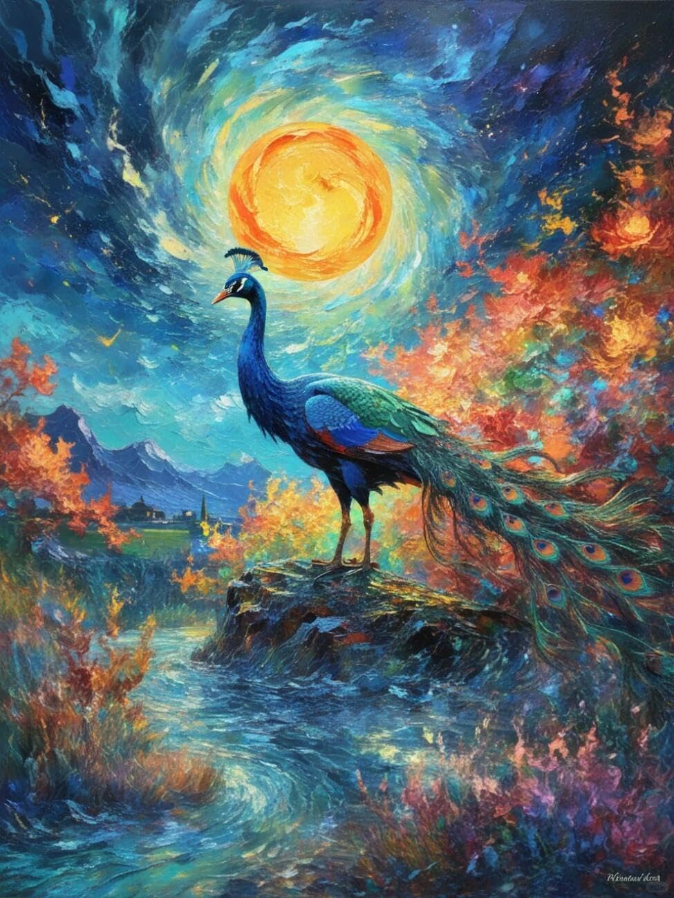 Henypt Cross Stitch Kits Fantasy Peacock Animal DIY Needlepoint Set for Adults Beginners with Accessories Home & Leisure/Gifts 14CT 80x100cm