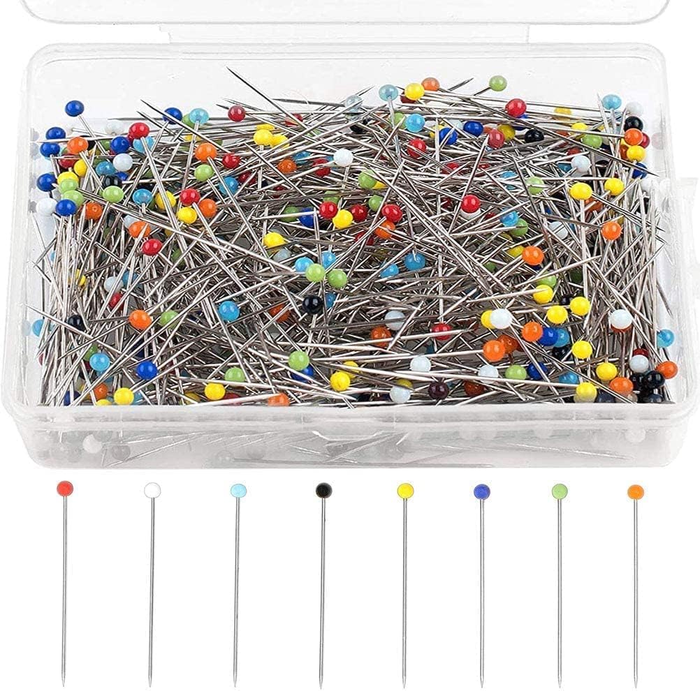 BetterJonny 1000 Pcs Multicolor Straight Sewing Pins, 1.5 Inch Glass Head Bead Quilting Pins For Dressmaking, Crafting, Fabric Sewing Projects and Jewelry DIY Decoration