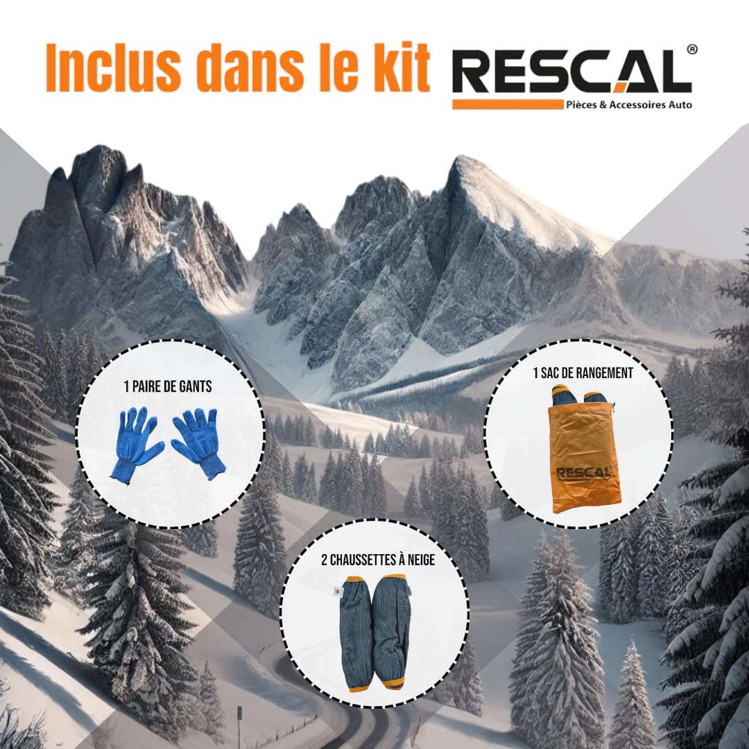 Chaussettes à Neige Pneus 225/60 R18, 235/55 R18, 255/40 R19 - Antidérapantes et Homologuées pour Sécurité Maximale -Installation Facile et Alternative aux Chaînes Neige pour Conduite Hivernales