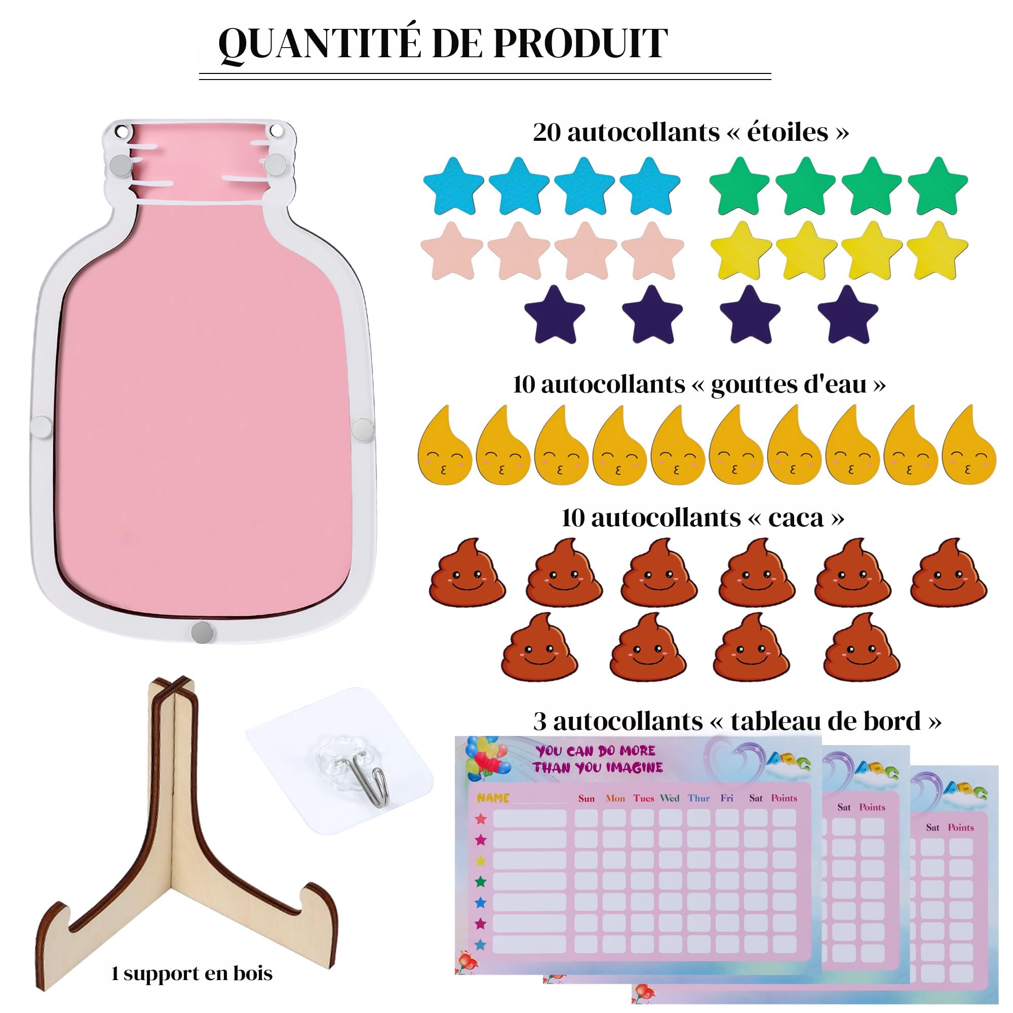 Tableau Récompense Magnétique 28 étoiles – Bois, Pour Routines, Propreté Ou Tâches – Motivateur Pour Enfants
