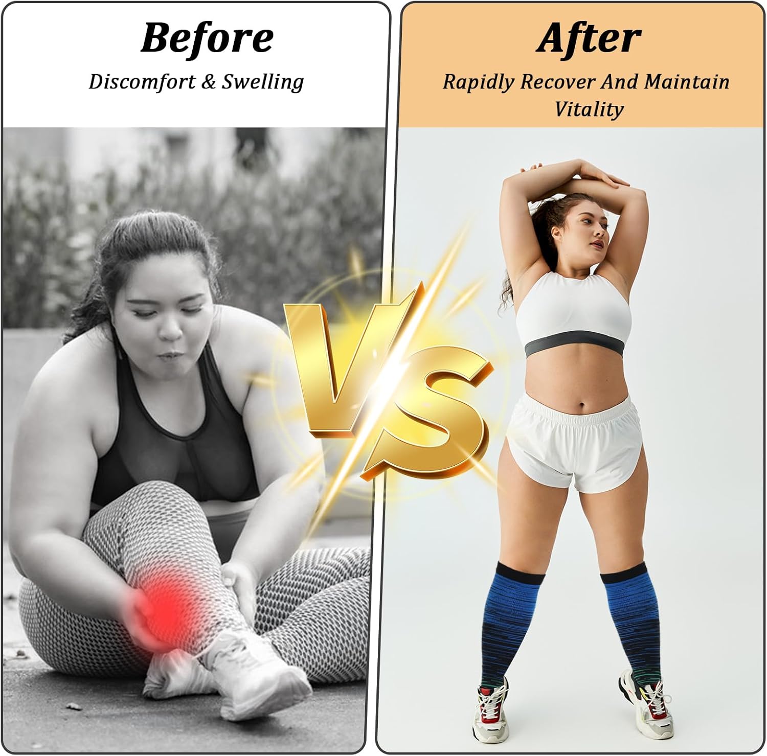 Prasacco 6 Pairs Plus Size Compression Socks for Women Wide Calf Knee High Compression Stockings for Circulation Travel Yoga Running, XXX-Large - Image 5