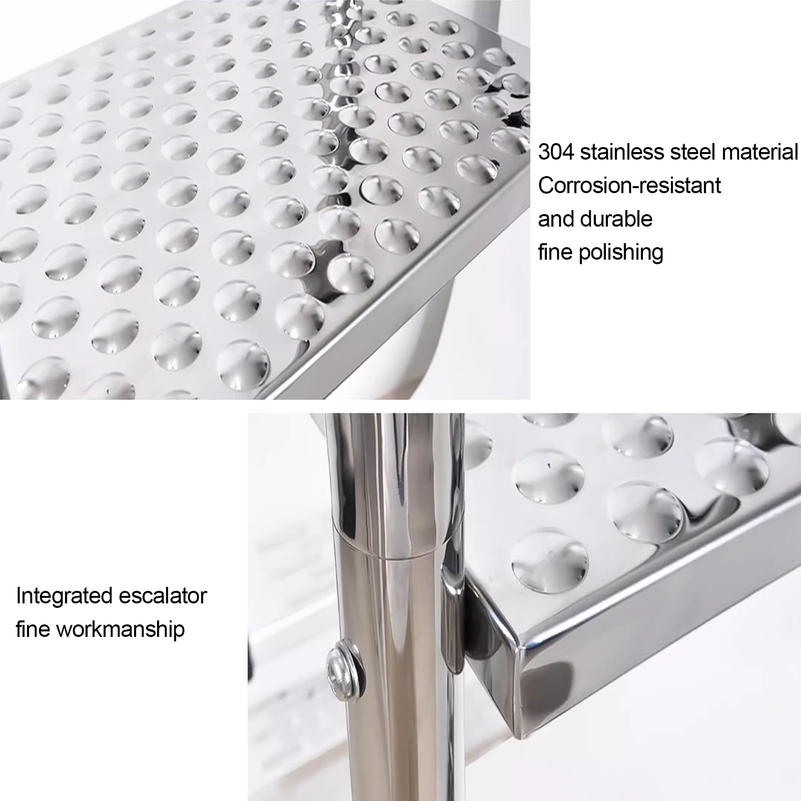 Scaletta per piscina, in acciaio inox, con gradini antiscivolo su entrambi i lati, ingresso fuori terra, supporta 299,4 kg