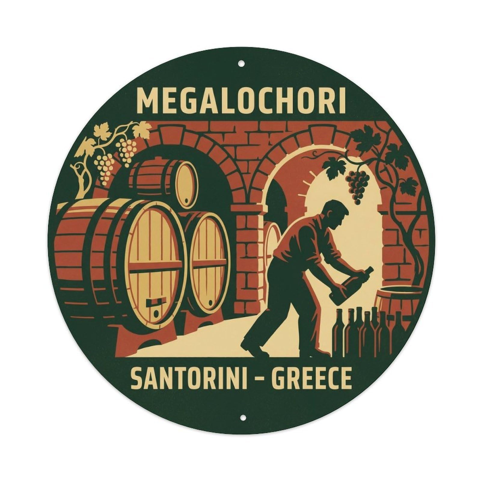 Santorini Greece Travel Wine & Winery Culture Metal Tin Sign