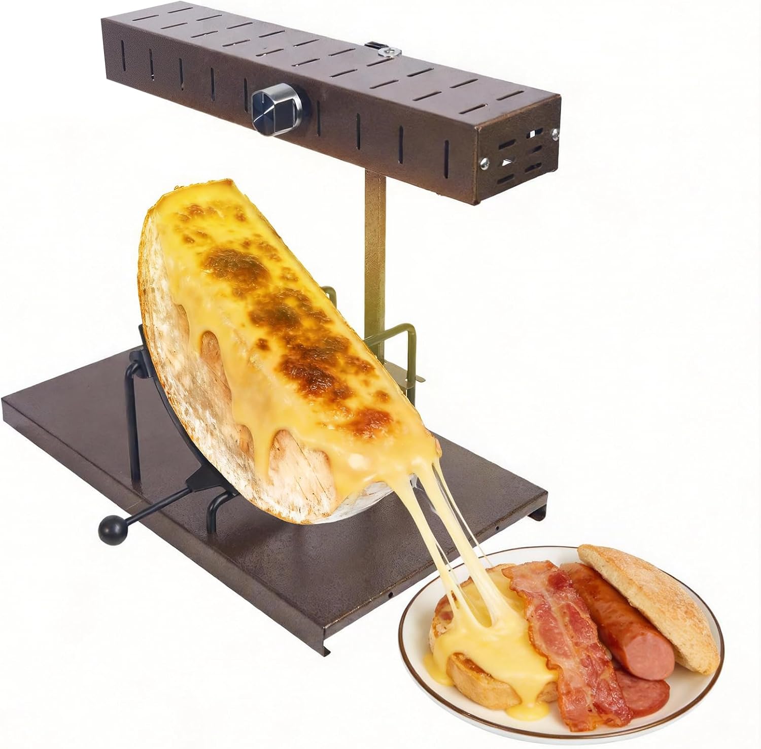 Commercial Raclette Cheese Melter, 850W Electric Half Cheese Melter Wheel with Tiltable Push-Pull Handle， Raclette Grill for Restaurant Parties