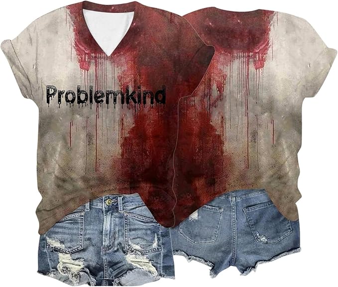T-shirt Homme Halloween - Imprimé Sanglant - Coupe Ample - 100% Polyester - Pour Déguisement Ou Style Décontracté