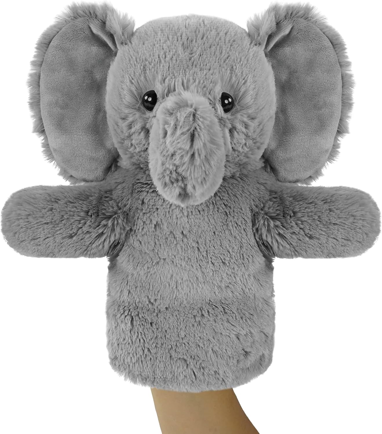 Puppet for Kids Adults Elephant Hand Puppets Big Ears Plush Animal Educational Sensory Toy Soft Washable Stuffed Storytelling Tool Family Fun