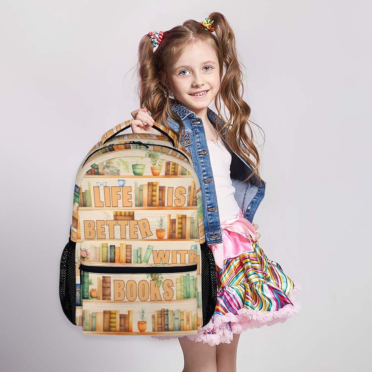 Girls Backpack for School, Book Lovers Backpack Gifts for Kindergarten Elementary Middle College, 17 Inch Large Capacity Bookbag for Bookish Reading Lovers Library