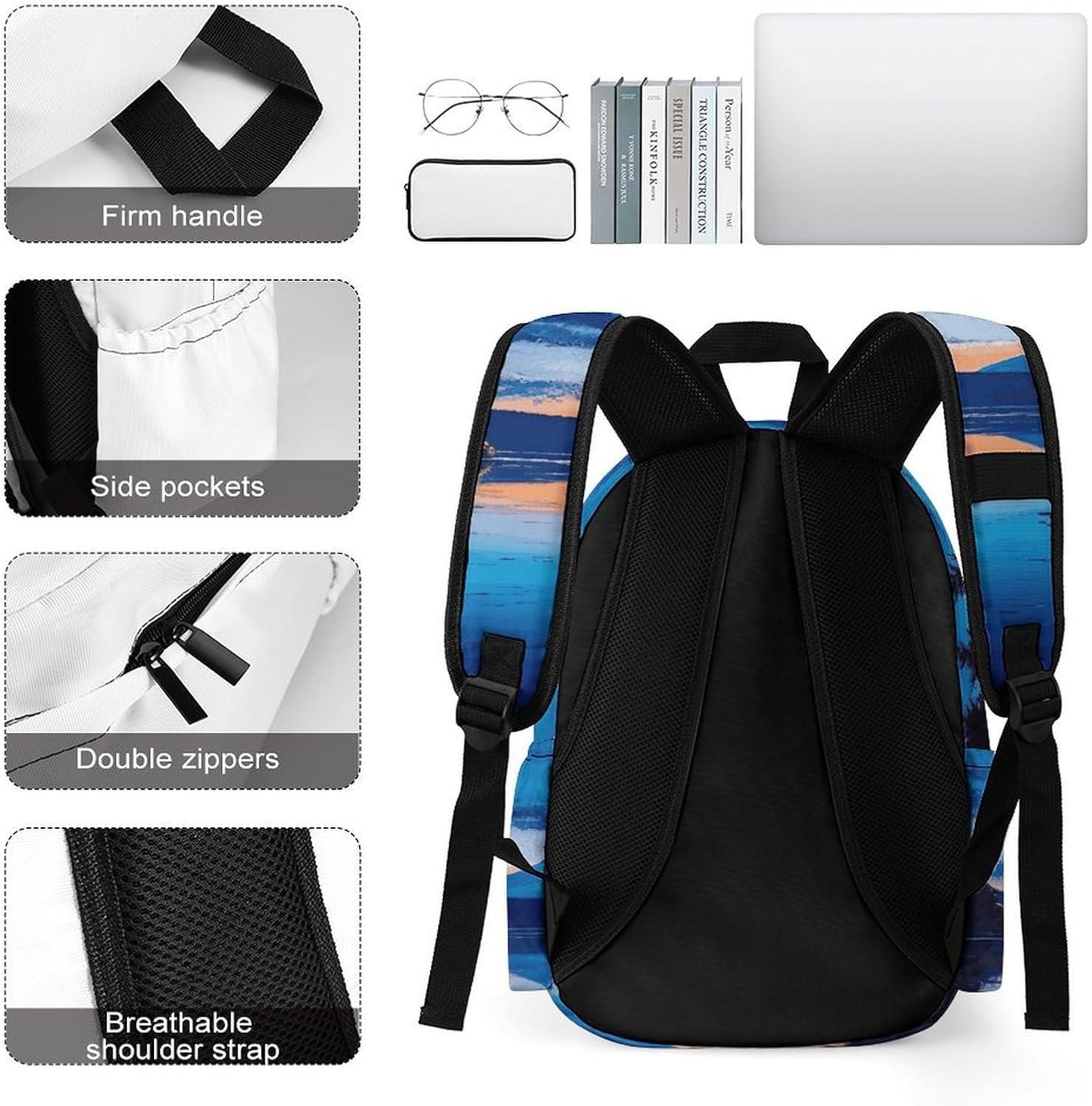 Blue Sunset Travel Backpack Daypack Computer Bag image 5