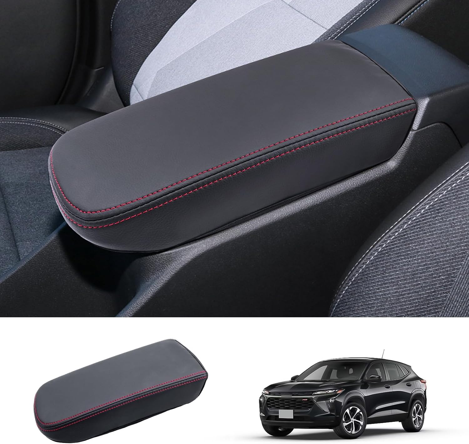 2025 2026 Chevy Equinox Center Console Cover for Chevy Equinox (LT/RS/ACTIV), Waterproof&Cushion Leather Armrest Cover 2026 2025 Chevy Equinox Accessories (Padded)