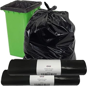 Abbey 20 Black Wheelie Bin Liners 240L Capacity   Refuse Sacks Heavy Duty Black Bin Bags for Outside and Garden Bin   Strong Garbage Bags for Rubbish On a Roll 30 Inch x 46 Inch Wide x 54 Inch Long