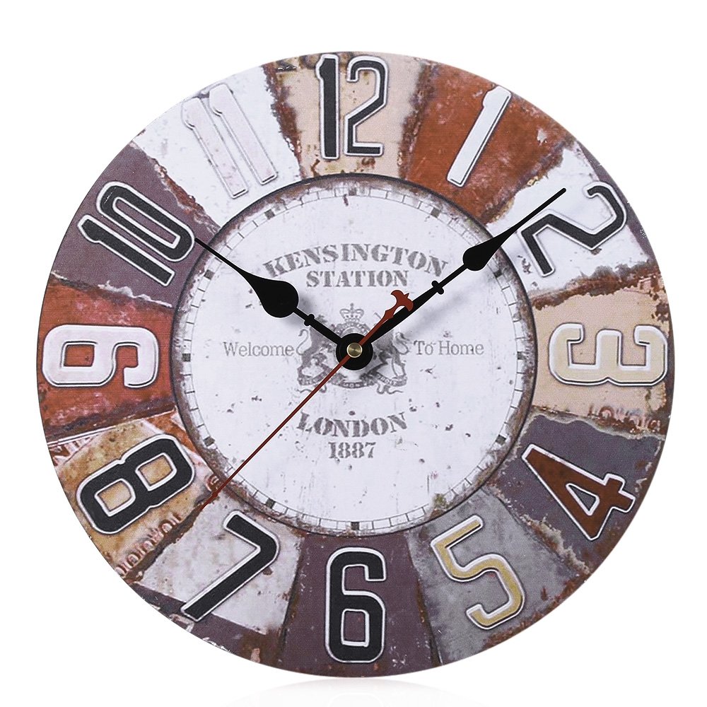 BELIEVE-IN Wooden Wall Clock Digits Retro Shabby Chic Style Home Decoration