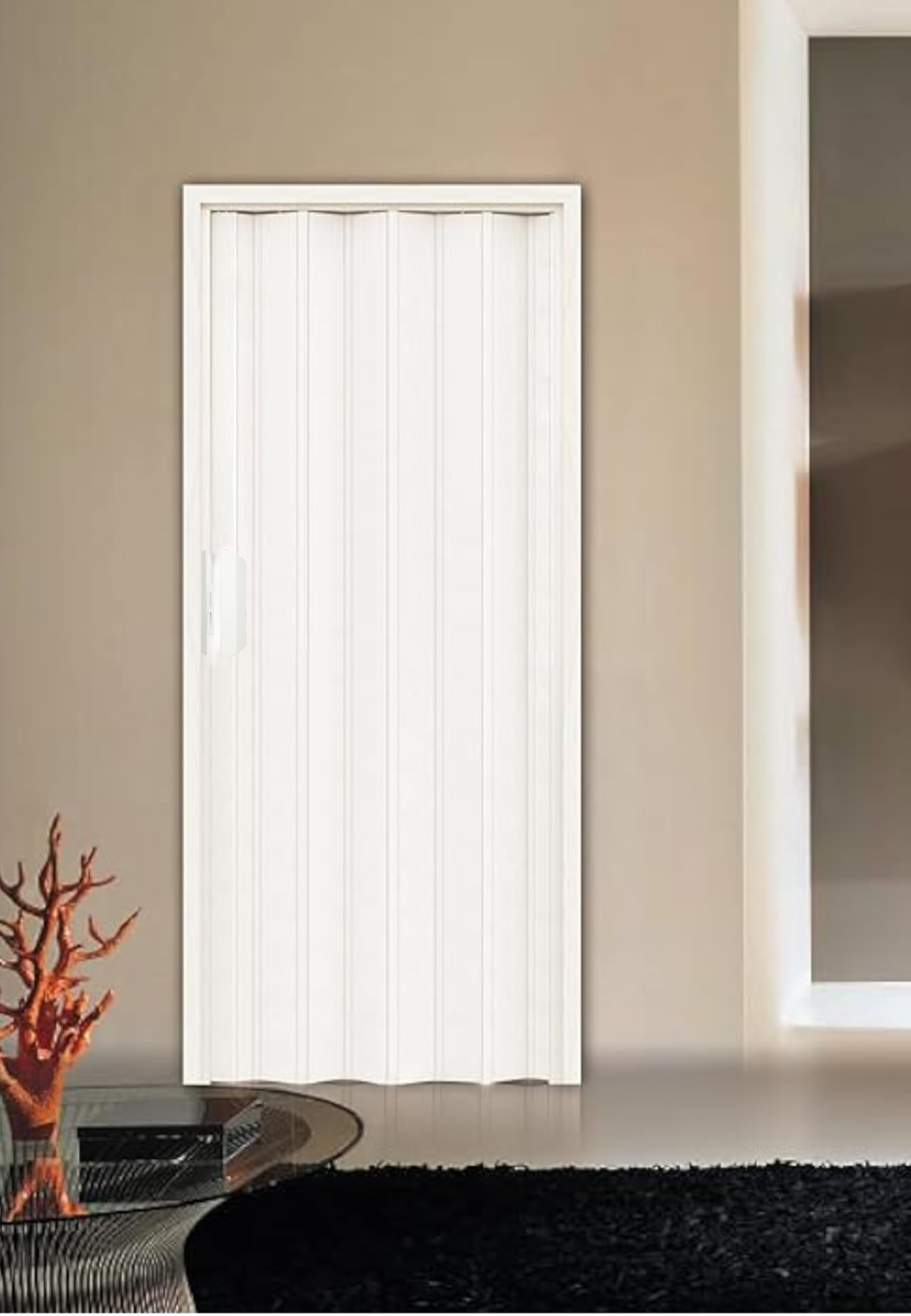 Porta a soffietto in PVC 835 x 2105 mm Bianco
