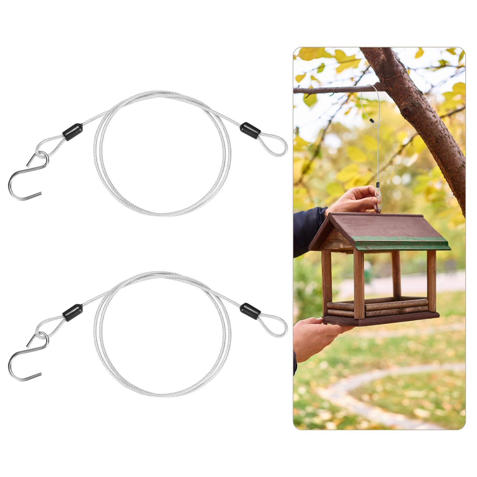 M METERXITY 2-Pack Bird Feeder Hanger with Hook 90cm/35in, Clear
