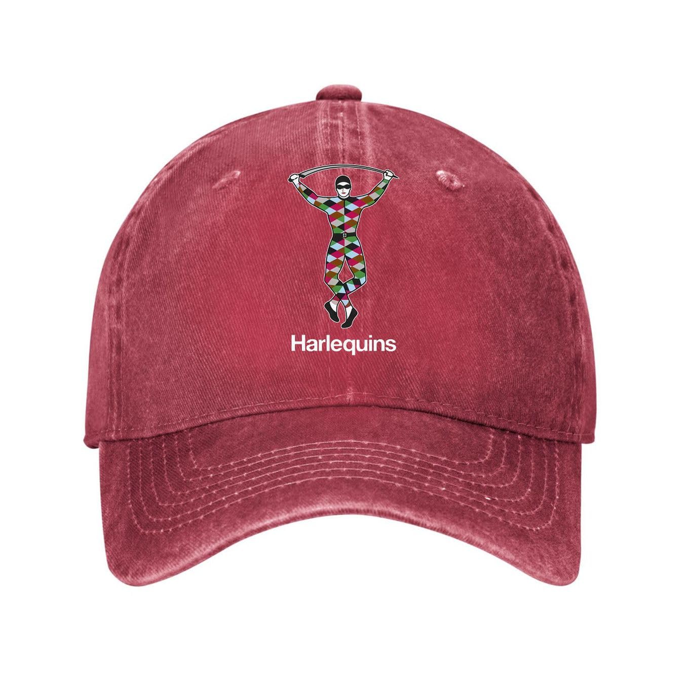 Kciutud Harlequin Merch Red Washed Denim Baseball Cap Adjustable Vintage Distressed Dad Hat Men Women Retro Soft Cotton Unstructured Size is: One Size