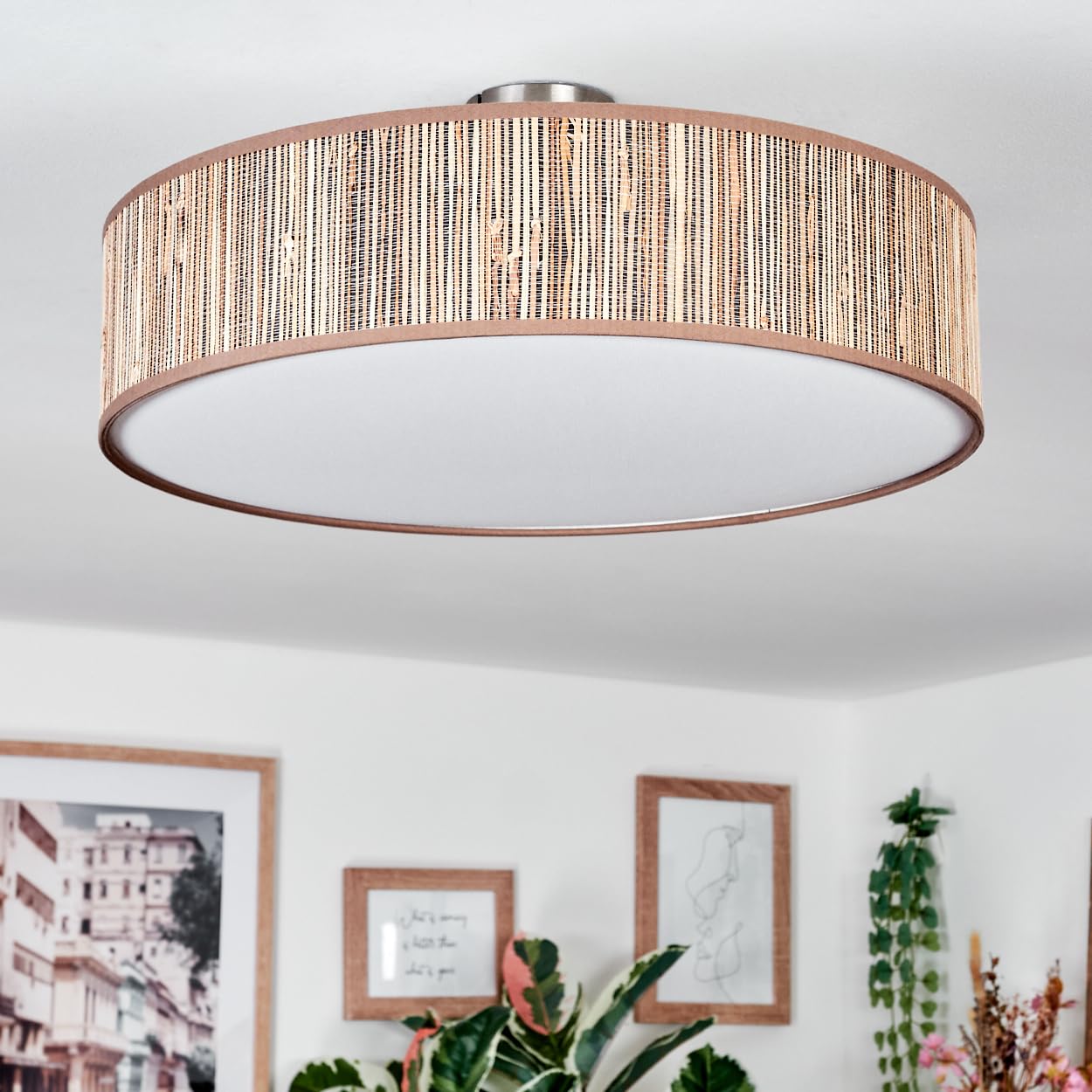 Plafondlamp riet Medemblik 50cm naturel 510130 - Lampenshop Hilversum