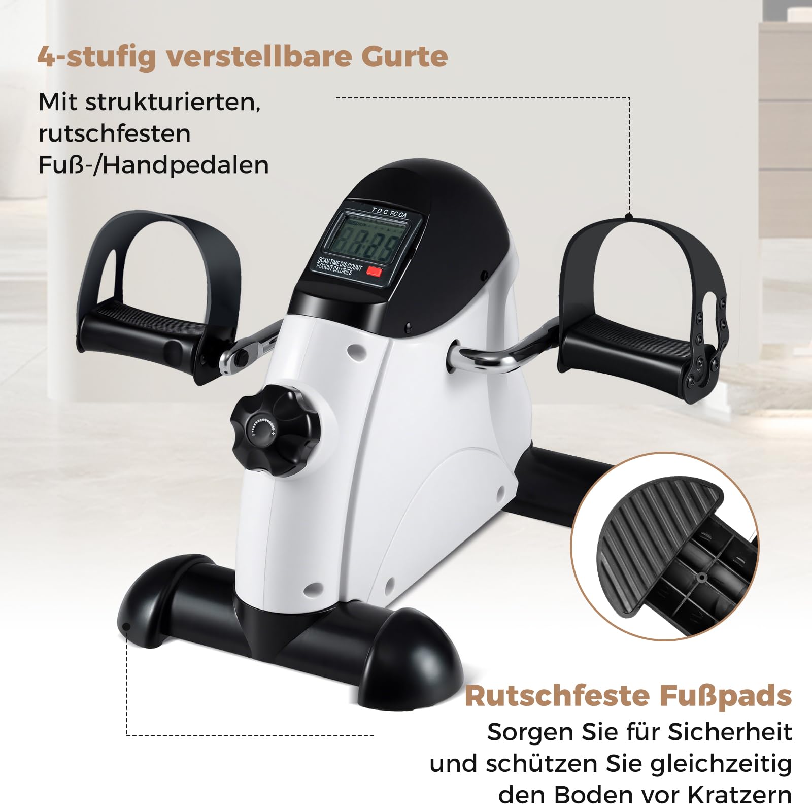 COSTWAY Pedaltrainer für Senioren, Arm und Beintrainer unter dem Schreibtisch, 100 kg belastbar, Mini Bike