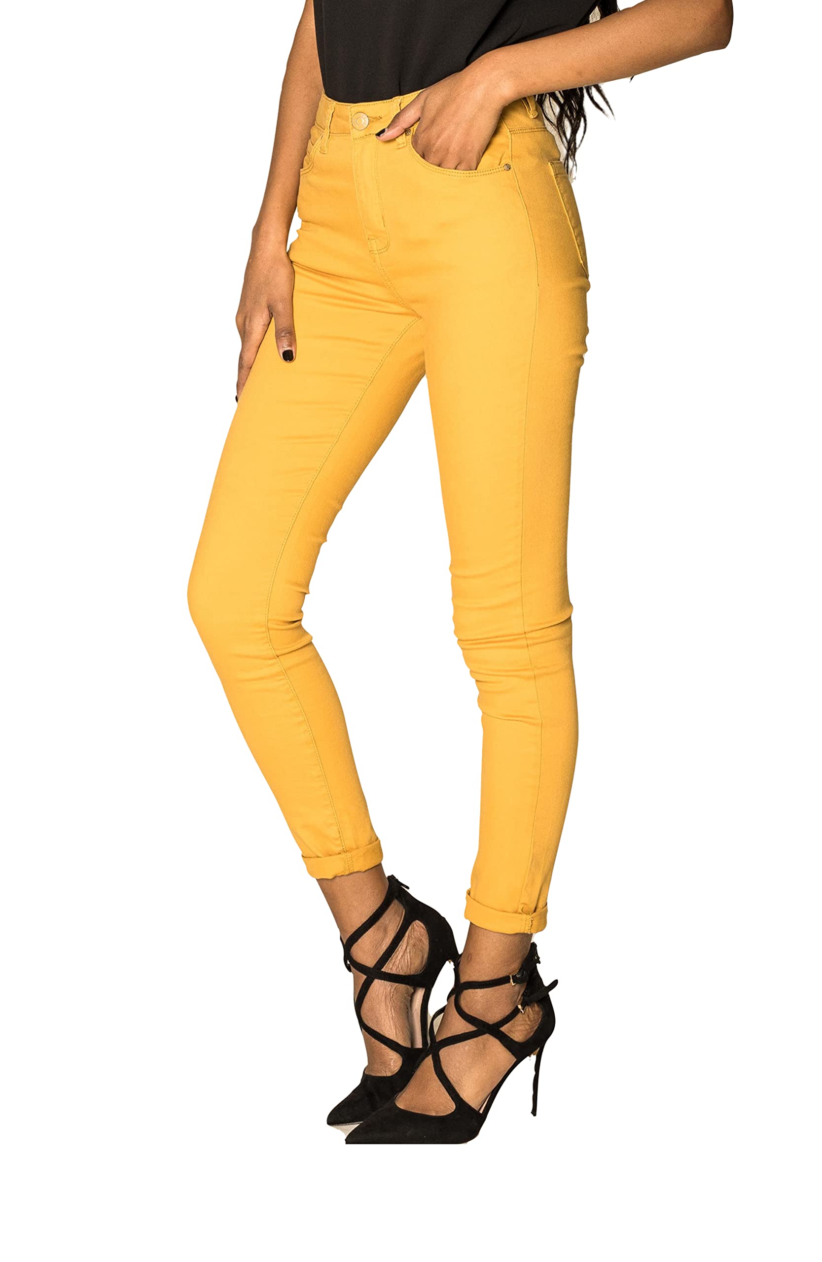 Nina Carter P056 Pantalones vaqueros para mujer, corte ajustado, cintura alta