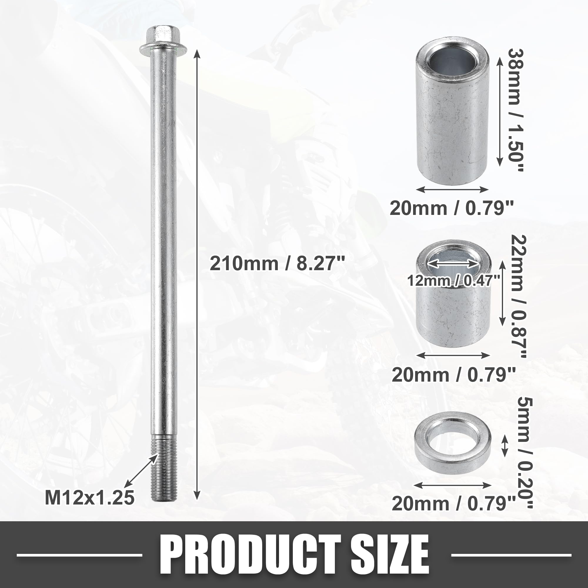 ABSOPRO Eje de Rueda Delantera o Trasera de ATV M12 210mm