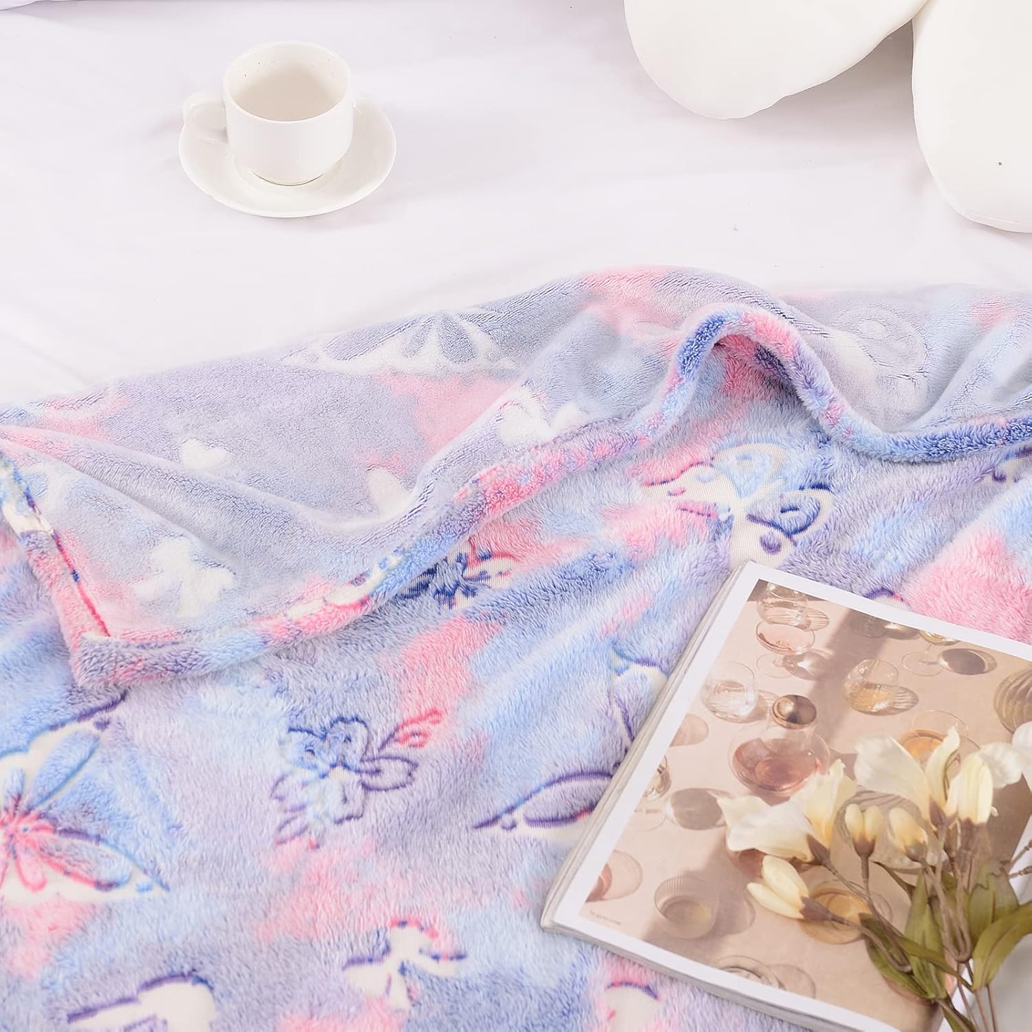 SOCHOW Butterfly Glow in The Dark Blanket for Daughters, Toys for 3-10 Year Old Birthday Presents, Soft Cozy Flannel Throw Blanket for Preteens Teens, Purple 60 x 80 Inches - Image 7