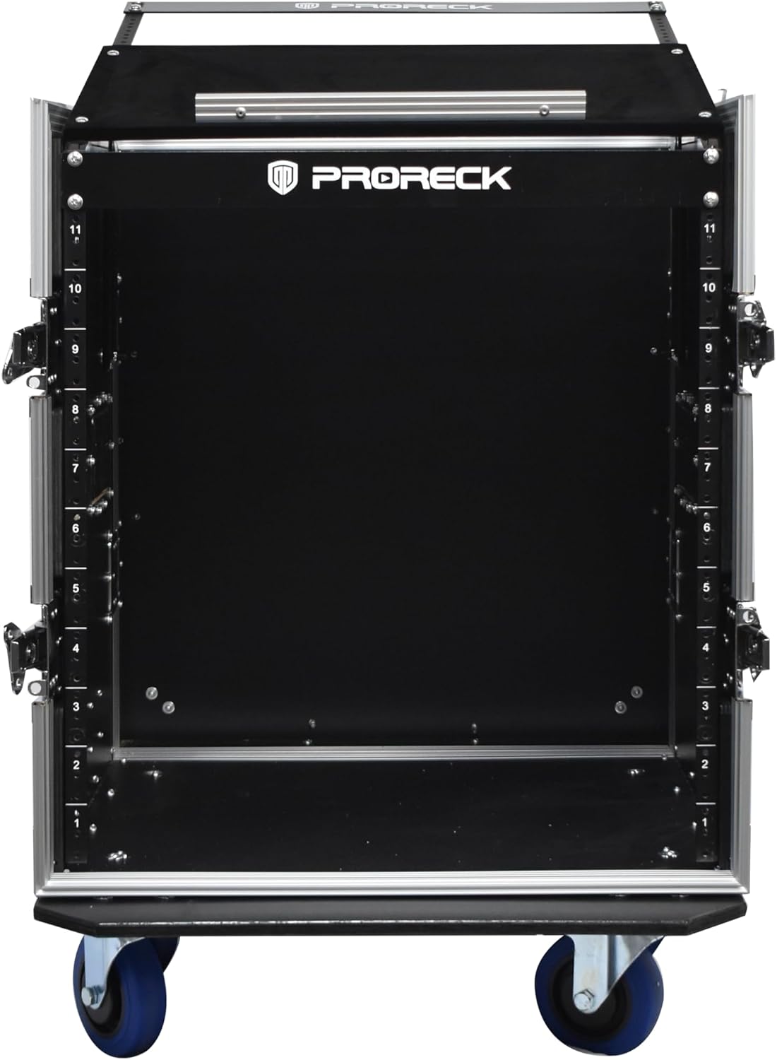 PRORECK 12U Rack/Road Case With Slant Mixer Top, And Casters, 20'' Rackable Depth, Plywood, 12U Installation Size, Pro Stage Performance