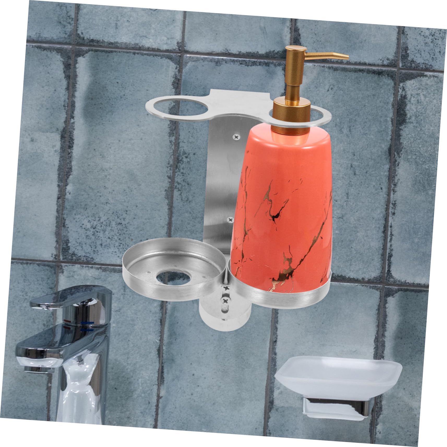 Mipcase Soporte Dispensador De Jabón Jabonera De Pared Acero Inoxidable Doble para Champú Gel Ducha Baño Cocina Instalación Sin Taladro
