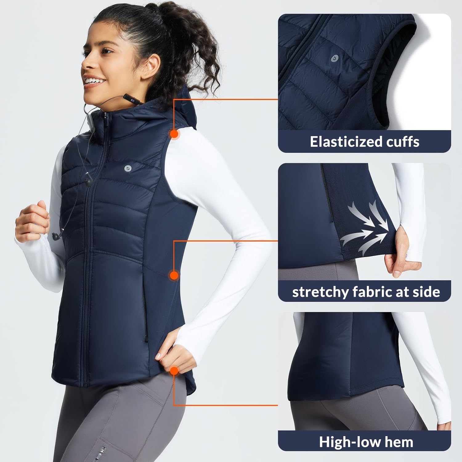 baleaf Women's Puffer Vest Hooded Running Vests Slim Fit Fleece Sleeveless Lightweight Jacket Fall Winter - Image 5
