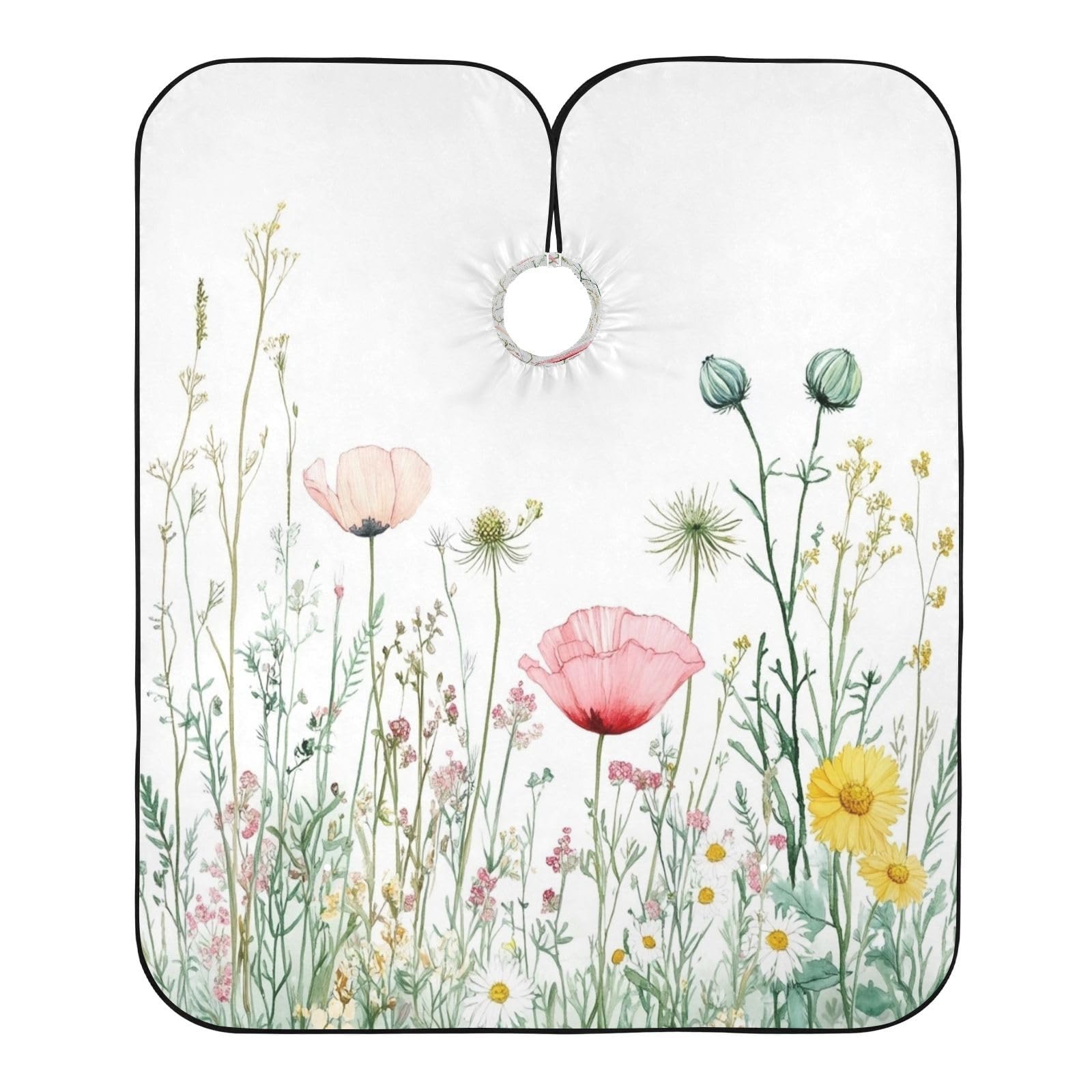 Kigai Hair Cutting Cape for Men & Women Wildflowers Poppy Waterproof Barber Cape Professional Hairdressing Salon Styling Cape with Adjustable Closure Snap