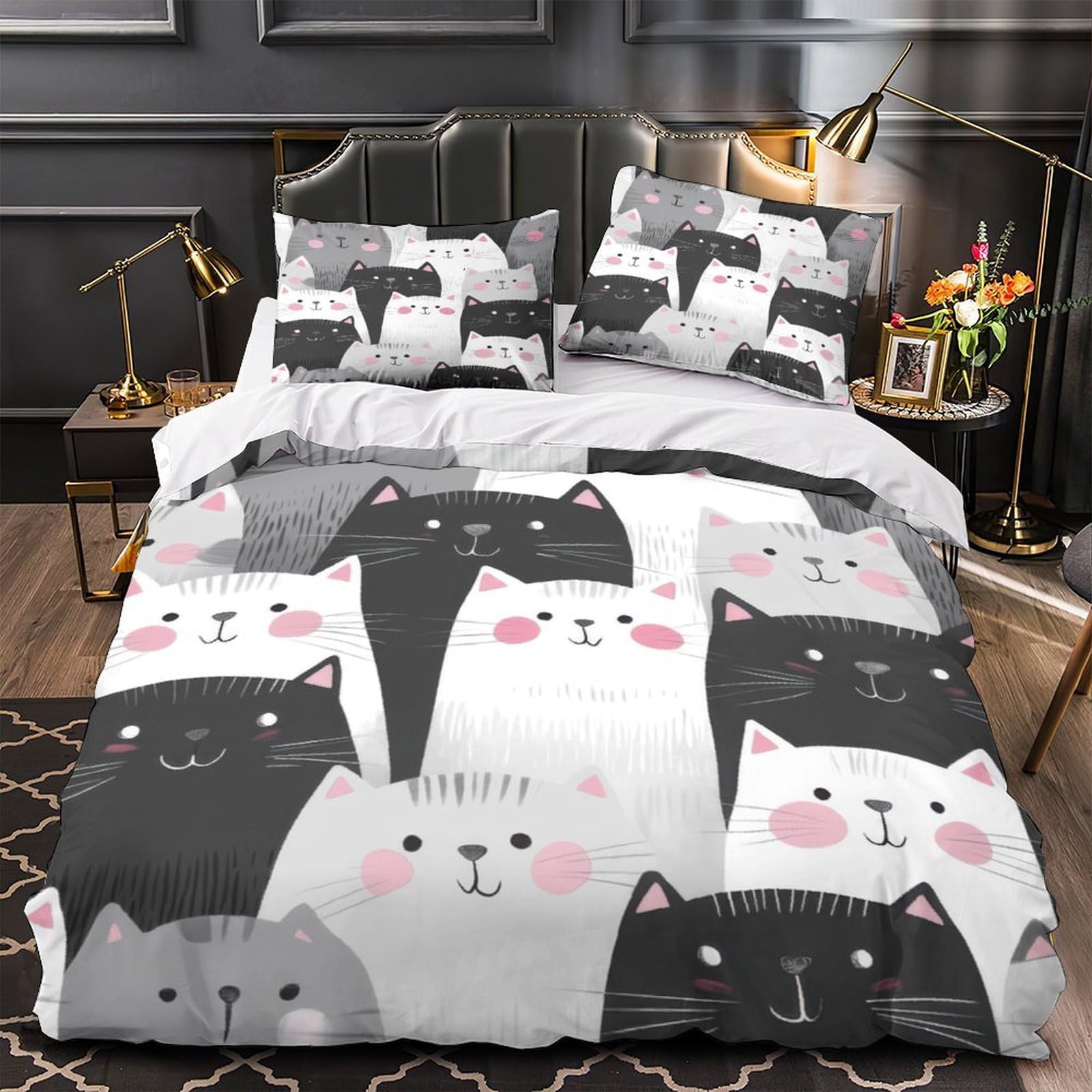 Parure de lit bouledogue français 260x220 housse de couette microfibre 3D respirante