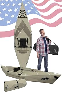 Tucktec 10' PRO Foldable Kayak: Portable Adult Fishing Kayak, Made in USA, Assembles in 2 Minutes