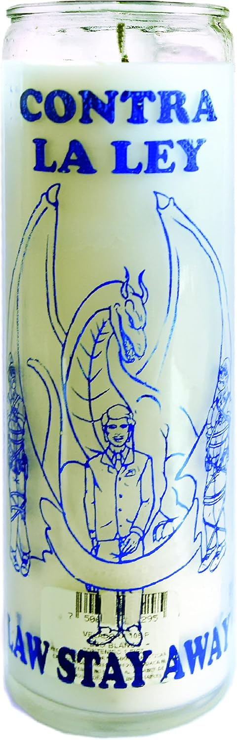 3 PCS Candle Glass JAR Law Stay Away Contra LA Ley VELADORA Burns 120 Hours