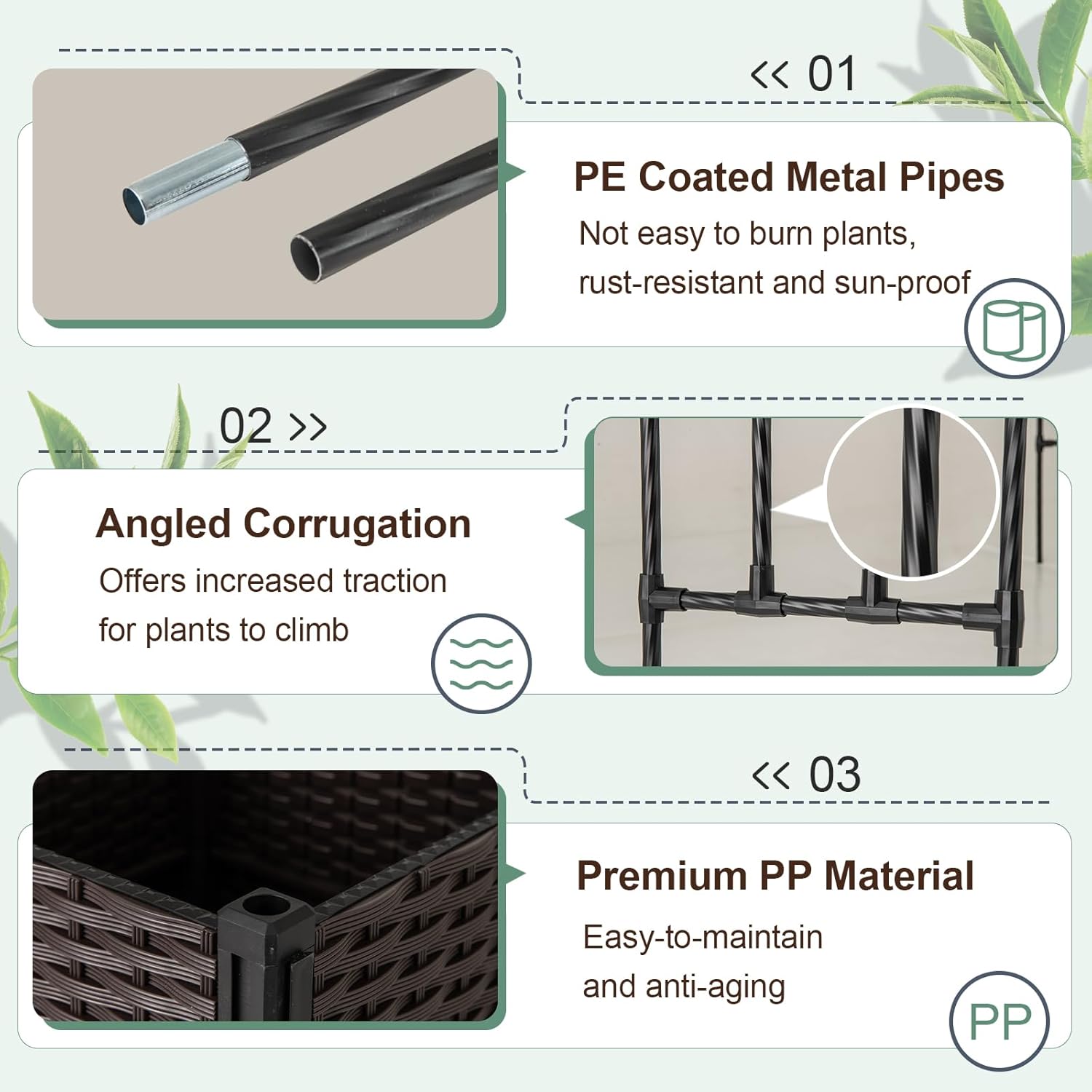 Giantex 6.6 FT Garden Arch with Trellis & 2 Planter Boxes, Tall Arbor for Climbing Vine, Flowers, Decorative Gate for Wedding Ceremony Party (Brown+Black)