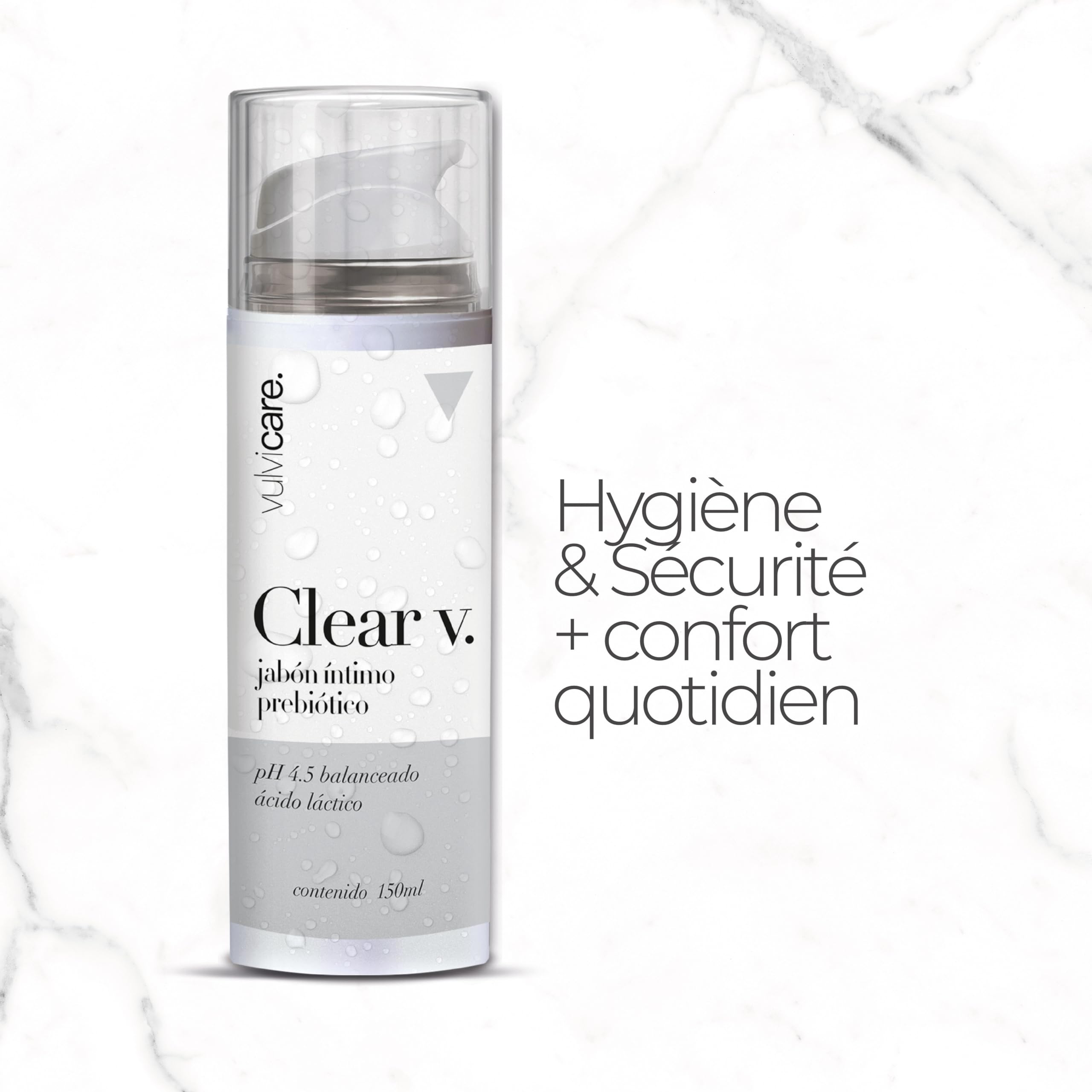 Vulvicare Clear V- Savon Intime Femme pH 4.5- Développé par Gynécologues