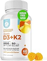 Vista 1 de DR. MORITZ Gomitas de vitamina D3 (5000 UI) con K2, para adultos y niños, gomitas de vitamina D3 K2 para apoyo inmunológico y salud ósea, veganas