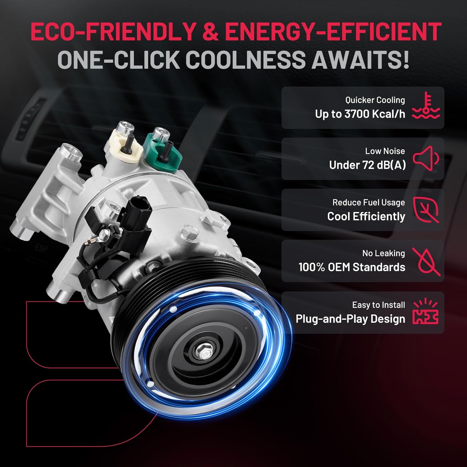 BDFHYK 178325 Air Conditioning A/C Compressor with Clutch Compatible with Kia Soul L4 1.6L 2012-2013