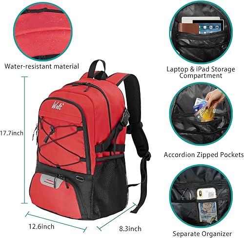 Miniatura 2 de WOLT - Mochila de baloncesto grande con compartimento separado para pelota y zapatos, ideal para baloncesto, fútbol, gimnasio