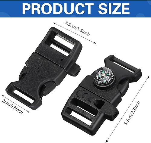 Miniatura 5 de Jexine 50 clips de hebilla de brújula de plástico paracord hebillas accesorios para camping, viajes, supervivencia de emergencia