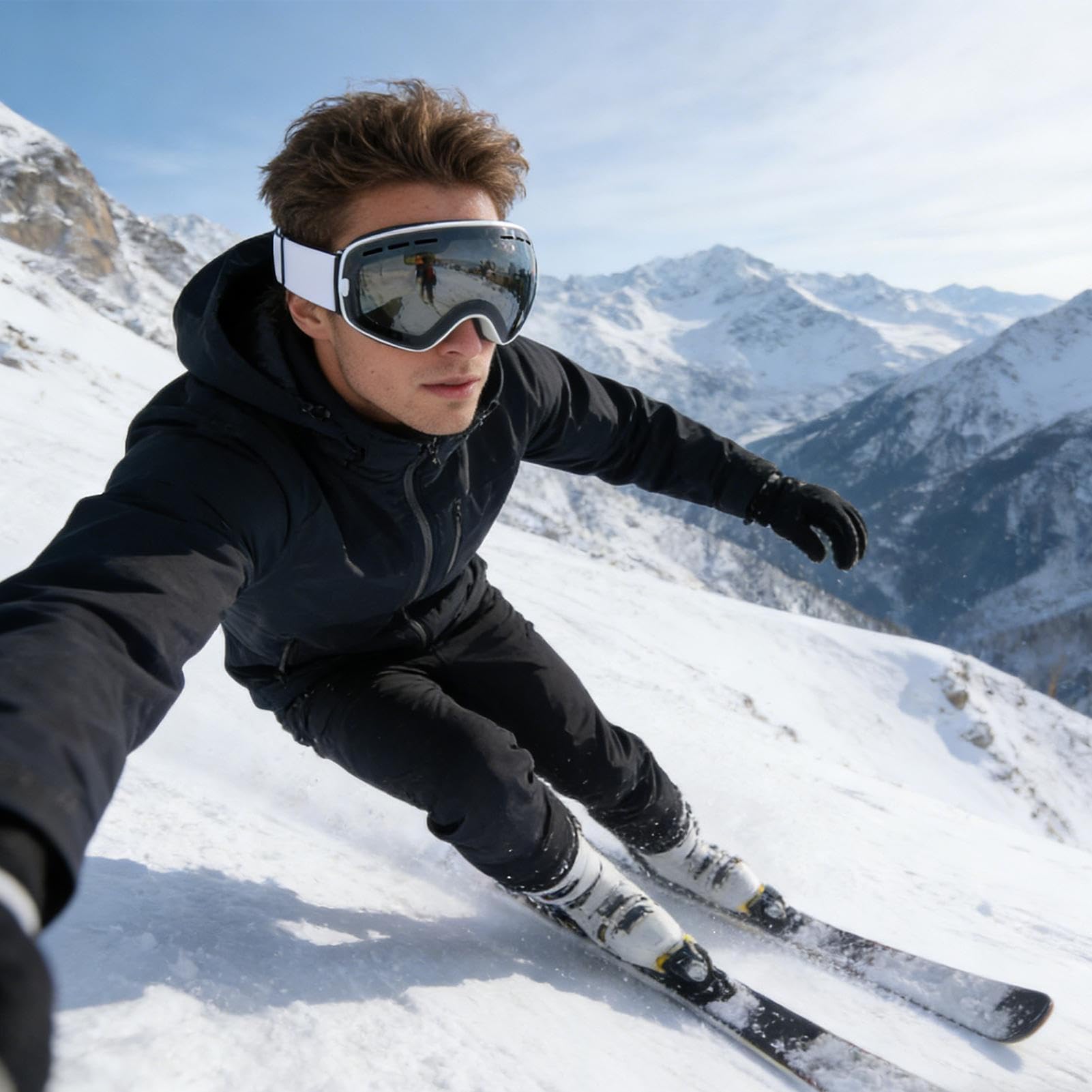 Gogle śnieżne – okulary chroniące przed promieniowaniem UV, gogle snowboardowe, przeciwmgielne, z regulowanym paskiem, do sportów na świeżym powietrzu, roweru, jazdy na nartach, snowboardzie, dla