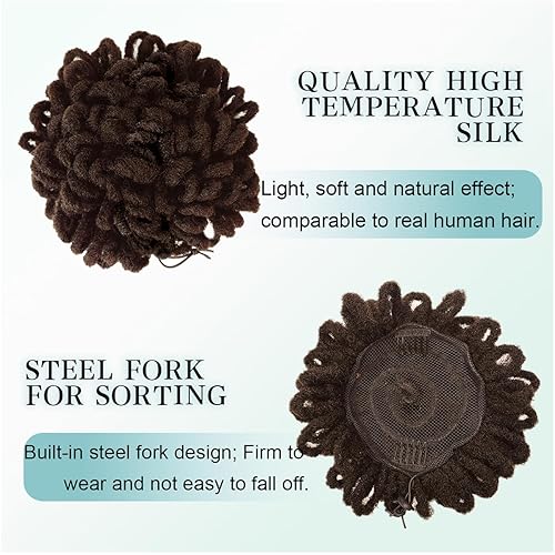 Miniatura 7 de DreadLock - Peluca de cola de caballo sintética sintética con cordón para cola de caballo, moño con pétalo, moño con clip para mujeres negras (#33)