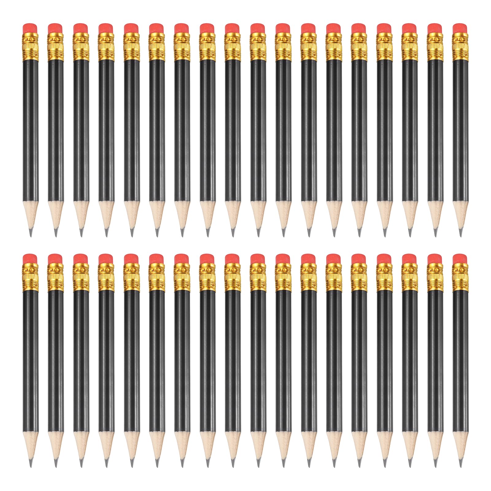 PATIKIL 36 Pack HB Pencils, 10cm Short Wood Graphite Pencils Thick Portable Golf Scoring Mini Pre Sharpened Erasable Pen with Eraser Bulk for Sport Games Meeting Office Writing, Black — image 1